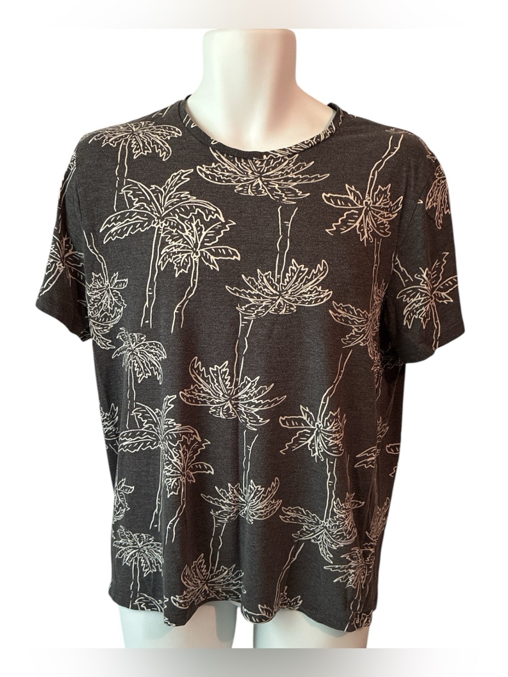 Old Navy Men Short Sleeve Soft Washed T Shirt Palm Gray Size Large Pre Owned
